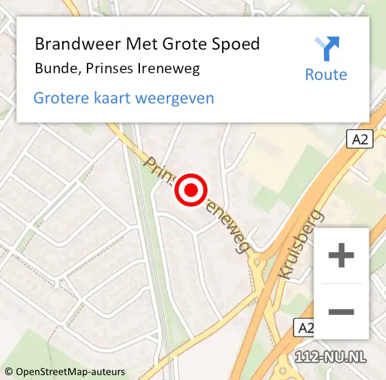 Locatie op kaart van de 112 melding: Brandweer Met Grote Spoed Naar Bunde, Prinses Ireneweg op 20 mei 2015 11:43