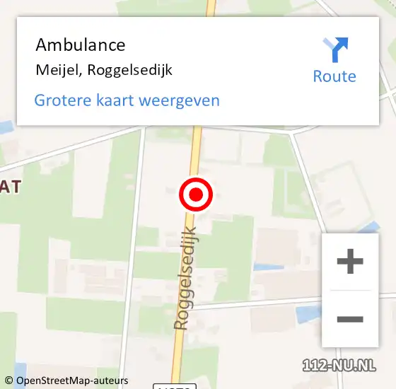 Locatie op kaart van de 112 melding: Ambulance Meijel, Roggelsedijk op 20 mei 2015 11:49