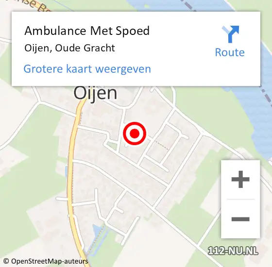 Locatie op kaart van de 112 melding: Ambulance Met Spoed Naar Oijen, Oude Gracht op 20 mei 2015 12:25