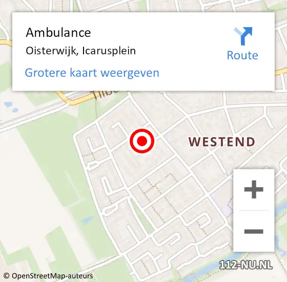 Locatie op kaart van de 112 melding: Ambulance Oisterwijk, Icarusplein op 8 november 2013 11:18