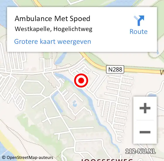 Locatie op kaart van de 112 melding: Ambulance Met Spoed Naar Westkapelle, Hogelichtweg op 20 mei 2015 13:54