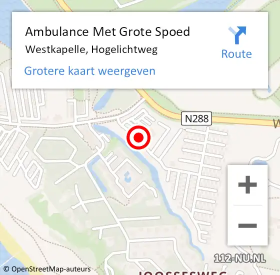 Locatie op kaart van de 112 melding: Ambulance Met Grote Spoed Naar Westkapelle, Hogelichtweg op 20 mei 2015 14:13