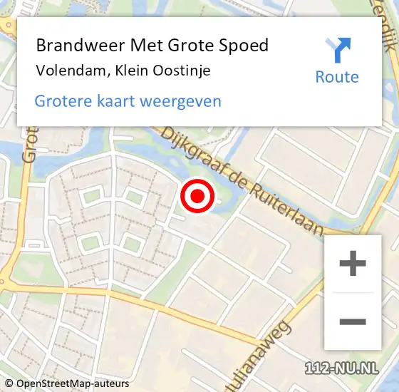 Locatie op kaart van de 112 melding: Brandweer Met Grote Spoed Naar Volendam, Klein Oostinje op 20 mei 2015 14:22