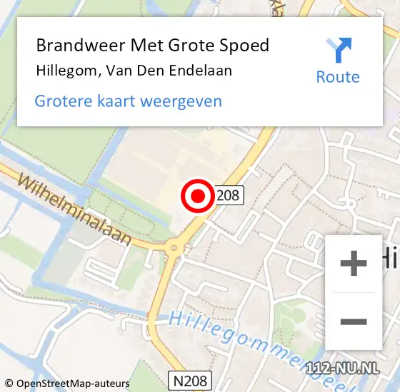 Locatie op kaart van de 112 melding: Brandweer Met Grote Spoed Naar Hillegom, Van Den Endelaan op 20 mei 2015 14:41