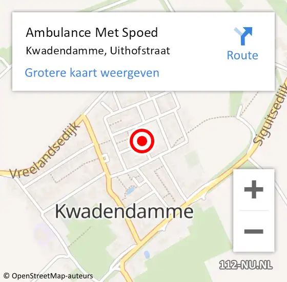 Locatie op kaart van de 112 melding: Ambulance Met Spoed Naar Kwadendamme, Uithofstraat op 8 november 2013 11:24