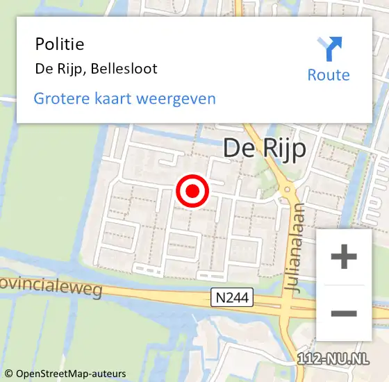 Locatie op kaart van de 112 melding: Politie De Rijp, Bellesloot op 20 mei 2015 16:43