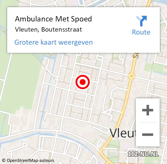 Locatie op kaart van de 112 melding: Ambulance Met Spoed Naar Vleuten, Boutensstraat op 20 mei 2015 16:44