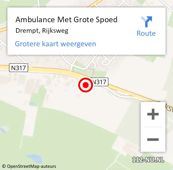 Locatie op kaart van de 112 melding: Ambulance Met Grote Spoed Naar Drempt, Rijksweg op 20 mei 2015 16:56