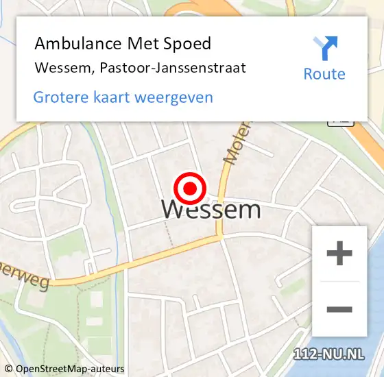 Locatie op kaart van de 112 melding: Ambulance Met Spoed Naar Wessem, Pastoor-Janssenstraat op 8 november 2013 11:36