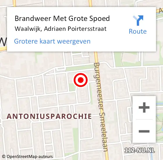 Locatie op kaart van de 112 melding: Brandweer Met Grote Spoed Naar Waalwijk, Adriaen Poirtersstraat op 20 mei 2015 17:49