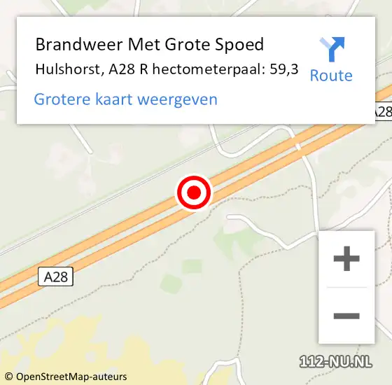 Locatie op kaart van de 112 melding: Brandweer Met Grote Spoed Naar Hulshorst, A28 L hectometerpaal: 61,3 op 20 mei 2015 18:55