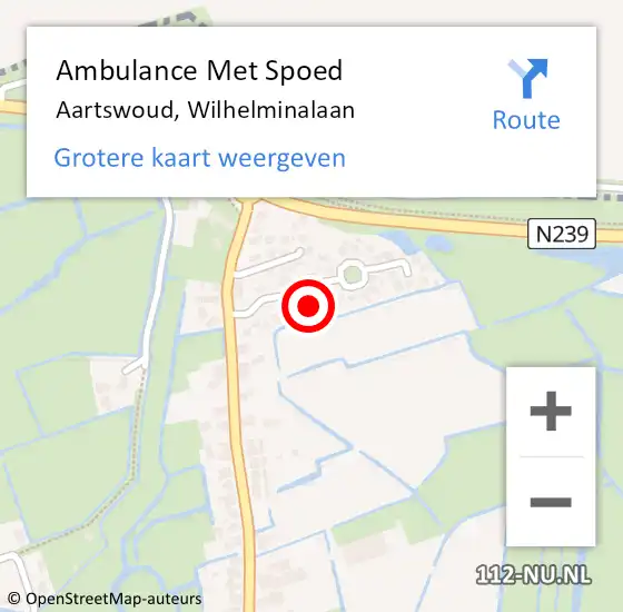 Locatie op kaart van de 112 melding: Ambulance Met Spoed Naar Aartswoud, Wilhelminalaan op 20 mei 2015 19:12
