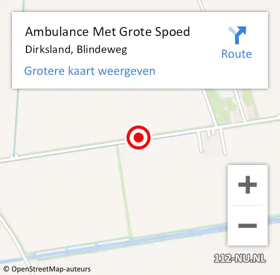 Locatie op kaart van de 112 melding: Ambulance Met Grote Spoed Naar Dirksland, Blindeweg op 20 mei 2015 19:14