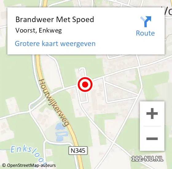 Locatie op kaart van de 112 melding: Brandweer Met Spoed Naar Voorst, Enkweg op 20 mei 2015 19:31