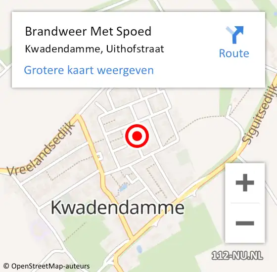 Locatie op kaart van de 112 melding: Brandweer Met Spoed Naar Kwadendamme, Uithofstraat op 8 november 2013 11:47