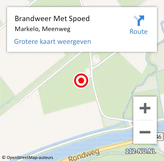 Locatie op kaart van de 112 melding: Brandweer Met Spoed Naar Markelo, Meenweg op 20 mei 2015 19:55