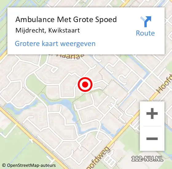 Locatie op kaart van de 112 melding: Ambulance Met Grote Spoed Naar Mijdrecht, Kwikstaart op 20 mei 2015 22:27