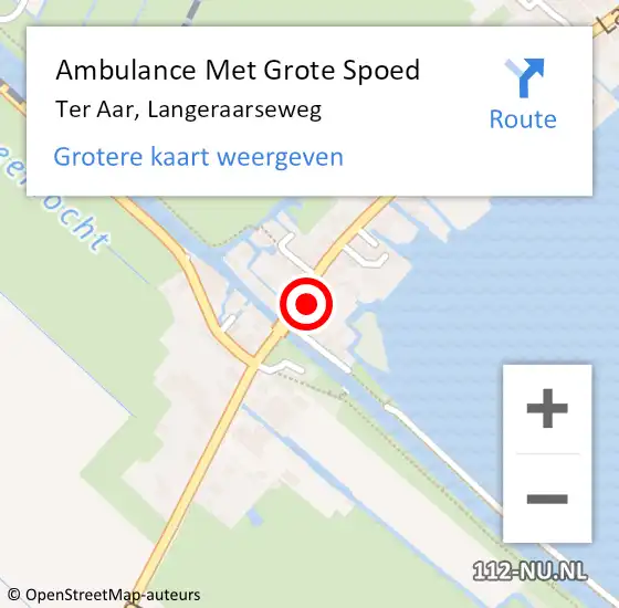 Locatie op kaart van de 112 melding: Ambulance Met Grote Spoed Naar Ter Aar, Langeraarseweg op 20 mei 2015 22:32