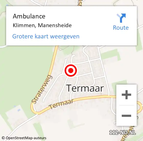 Locatie op kaart van de 112 melding: Ambulance Klimmen, Manensheide op 8 november 2013 12:00