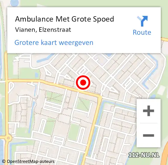 Locatie op kaart van de 112 melding: Ambulance Met Grote Spoed Naar Vianen, Elzenstraat op 21 mei 2015 00:48