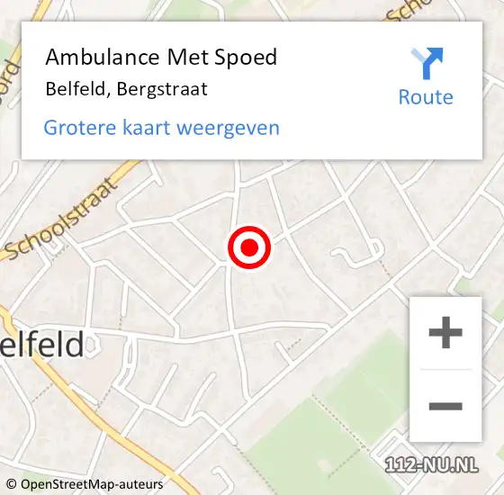 Locatie op kaart van de 112 melding: Ambulance Met Spoed Naar Belfeld, Bergstraat op 21 mei 2015 02:58