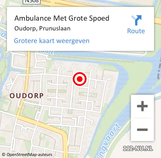 Locatie op kaart van de 112 melding: Ambulance Met Grote Spoed Naar Oudorp, Prunuslaan op 21 mei 2015 04:44