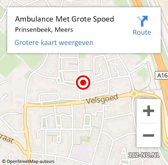 Locatie op kaart van de 112 melding: Ambulance Met Grote Spoed Naar Prinsenbeek, Meers op 21 mei 2015 08:20