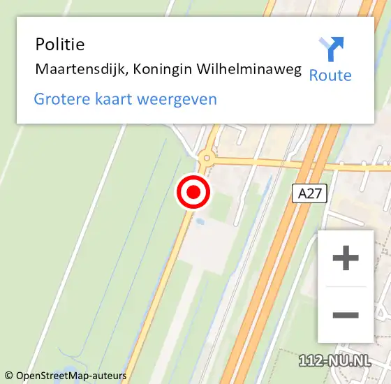 Locatie op kaart van de 112 melding: Politie Maartensdijk, Koningin Wilhelminaweg op 21 mei 2015 08:46