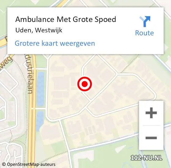 Locatie op kaart van de 112 melding: Ambulance Met Grote Spoed Naar Uden, Westwijk op 21 mei 2015 08:55