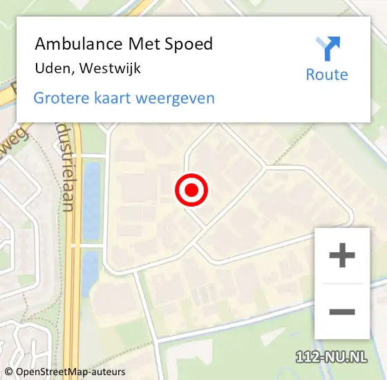 Locatie op kaart van de 112 melding: Ambulance Met Spoed Naar Uden, Westwijk op 21 mei 2015 09:19