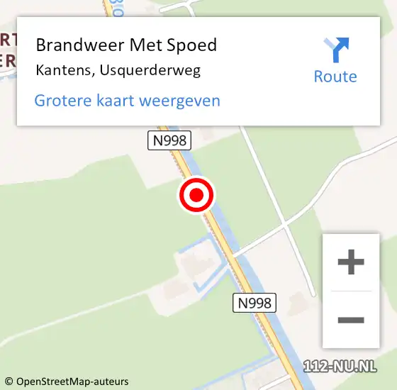 Locatie op kaart van de 112 melding: Brandweer Met Spoed Naar Kantens, Usquerderweg op 21 mei 2015 09:45