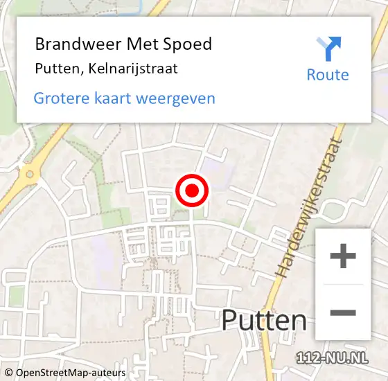 Locatie op kaart van de 112 melding: Brandweer Met Spoed Naar Putten, Kelnarijstraat op 21 mei 2015 09:46