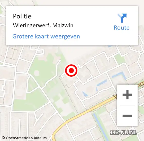 Locatie op kaart van de 112 melding: Politie Wieringerwerf, Malzwin op 21 mei 2015 09:49