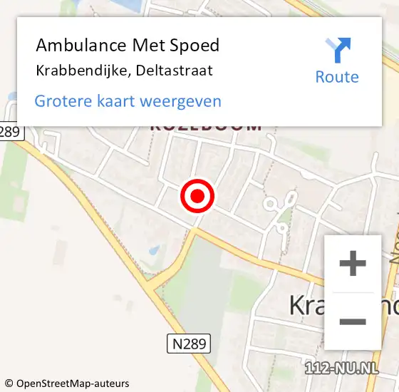 Locatie op kaart van de 112 melding: Ambulance Met Spoed Naar Krabbendijke, Deltastraat op 21 mei 2015 09:57