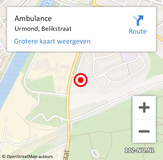 Locatie op kaart van de 112 melding: Ambulance Urmond, Belikstraat op 21 mei 2015 10:21