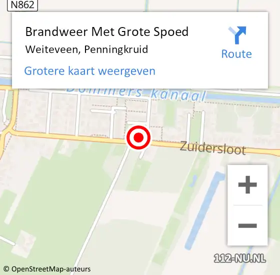 Locatie op kaart van de 112 melding: Brandweer Met Grote Spoed Naar Weiteveen, Penningkruid op 21 mei 2015 10:30