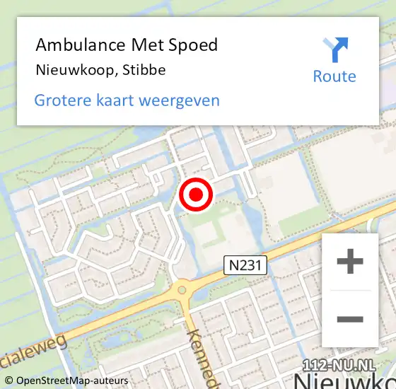 Locatie op kaart van de 112 melding: Ambulance Met Spoed Naar Nieuwkoop, Stibbe op 8 november 2013 12:25