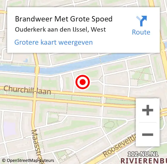 Locatie op kaart van de 112 melding: Brandweer Met Grote Spoed Naar Ouderkerk aan den IJssel, West op 21 mei 2015 10:50