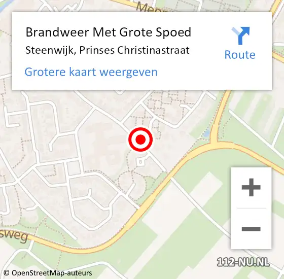 Locatie op kaart van de 112 melding: Brandweer Met Grote Spoed Naar Steenwijk, Prinses Christinastraat op 21 mei 2015 11:42