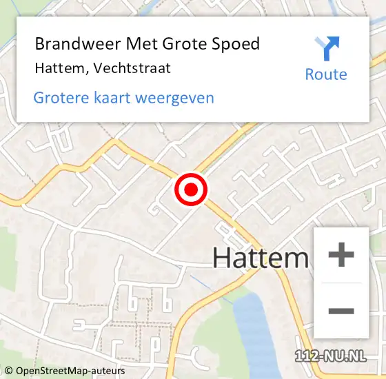 Locatie op kaart van de 112 melding: Brandweer Met Grote Spoed Naar Hattem, Vechtstraat op 21 mei 2015 12:04