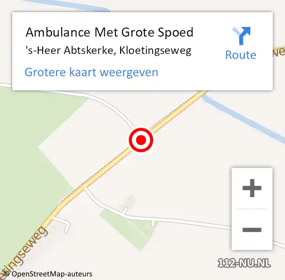 Locatie op kaart van de 112 melding: Ambulance Met Grote Spoed Naar 's-Heer Abtskerke, Kloetingseweg op 8 november 2013 12:38