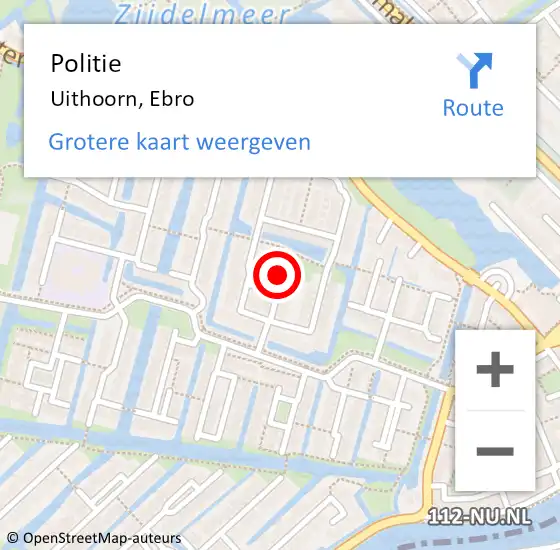 Locatie op kaart van de 112 melding: Politie Uithoorn, Ebro op 21 mei 2015 13:32