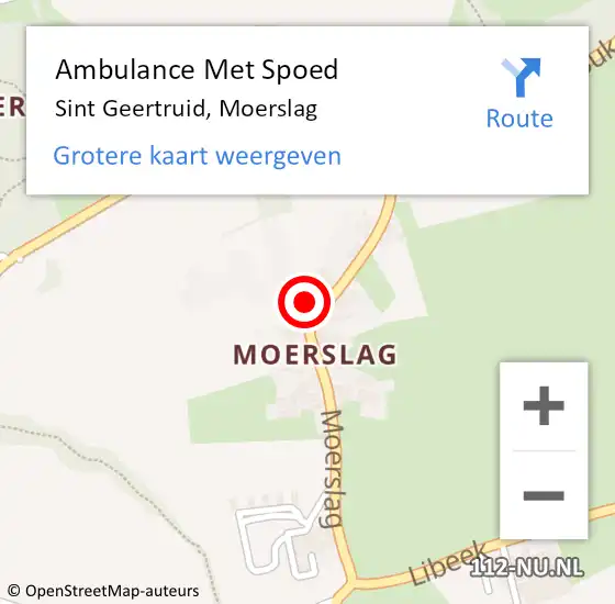 Locatie op kaart van de 112 melding: Ambulance Met Spoed Naar Sint Geertruid, Moerslag op 21 mei 2015 13:45