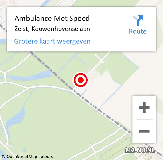 Locatie op kaart van de 112 melding: Ambulance Met Spoed Naar Zeist, Kouwenhovenselaan op 21 mei 2015 15:44