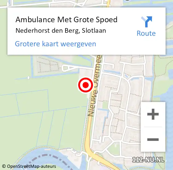 Locatie op kaart van de 112 melding: Ambulance Met Grote Spoed Naar Nederhorst den Berg, Slotlaan op 21 mei 2015 16:05