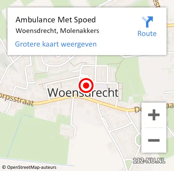 Locatie op kaart van de 112 melding: Ambulance Met Spoed Naar Woensdrecht, Molenakkers op 21 mei 2015 16:09