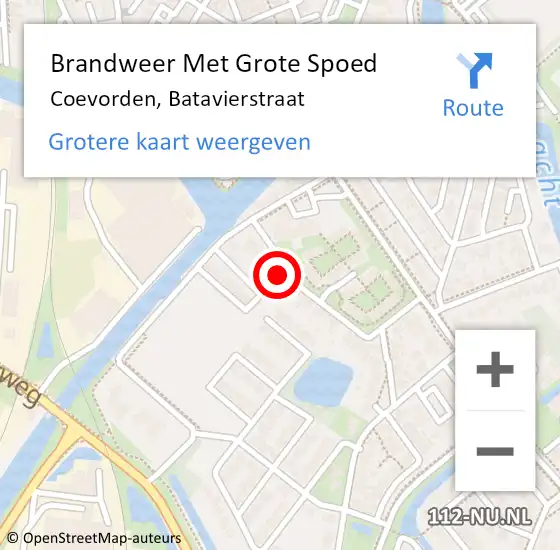 Locatie op kaart van de 112 melding: Brandweer Met Grote Spoed Naar Coevorden, Batavierstraat op 21 mei 2015 16:57