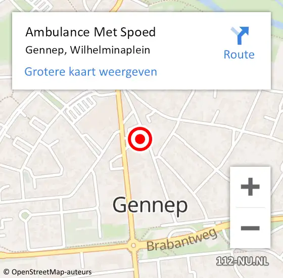 Locatie op kaart van de 112 melding: Ambulance Met Spoed Naar Gennep, Wilhelminaplein op 21 mei 2015 17:08