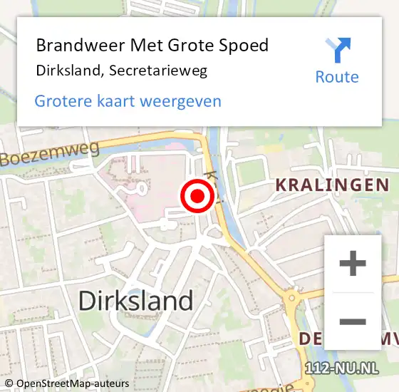 Locatie op kaart van de 112 melding: Brandweer Met Grote Spoed Naar Dirksland, Secretarieweg op 8 november 2013 13:05