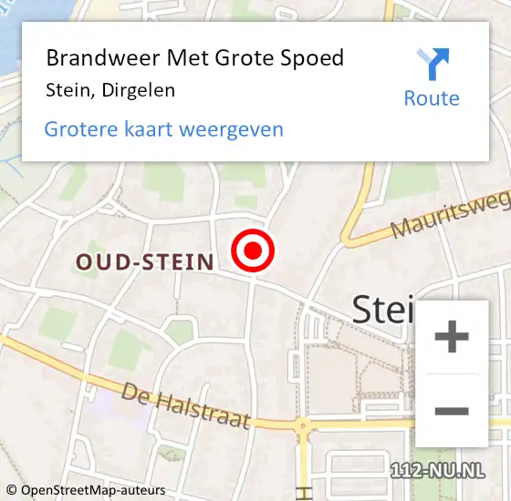 Locatie op kaart van de 112 melding: Brandweer Met Grote Spoed Naar Stein, Dirgelen op 21 mei 2015 18:05